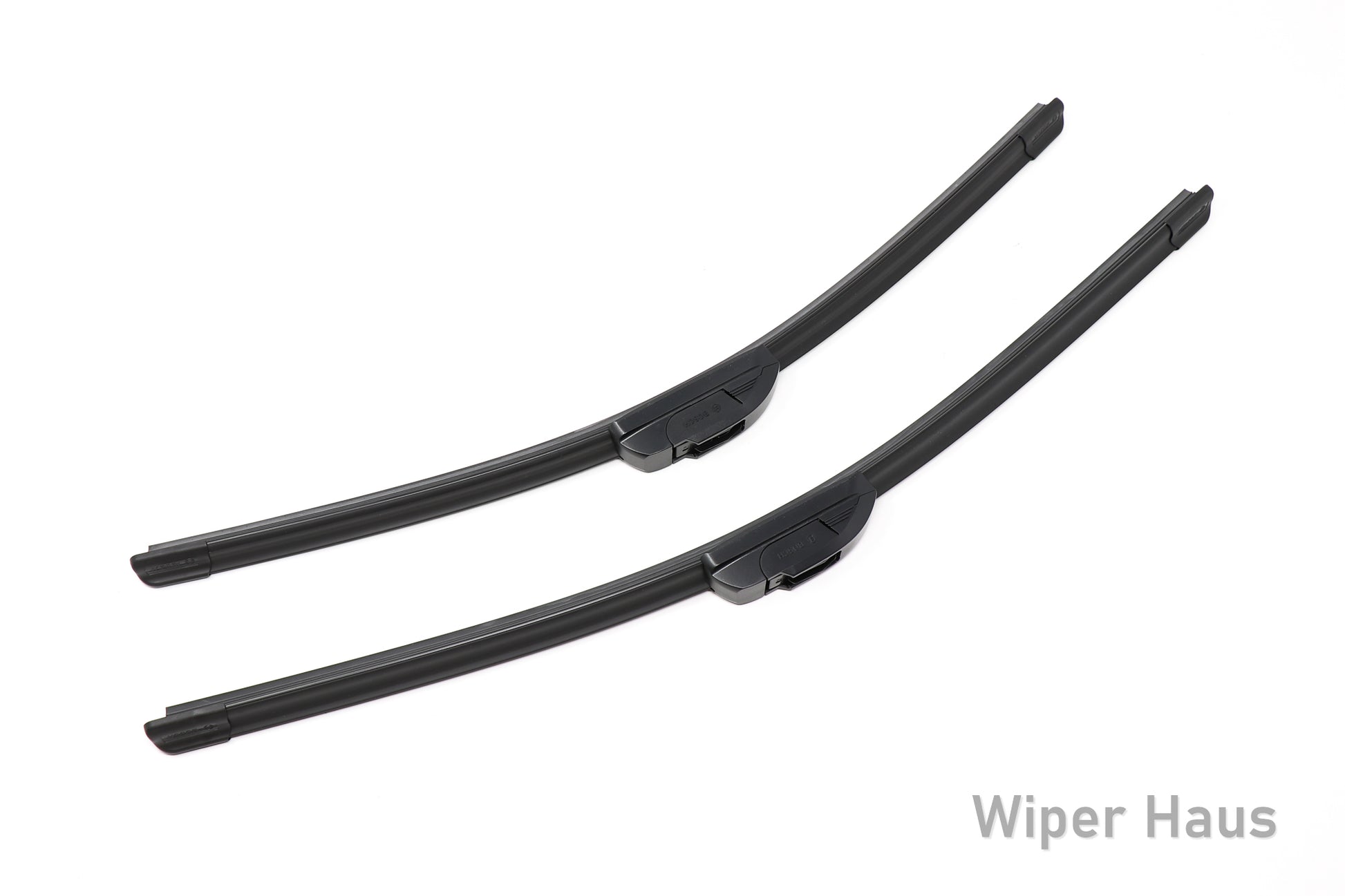 2 bosch icon front wiper blades on white background