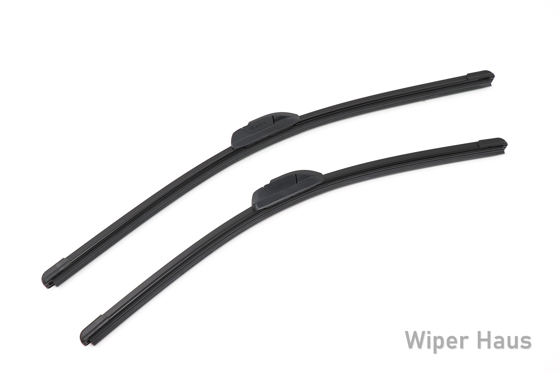 2 bosch icon front wiper blades on white background