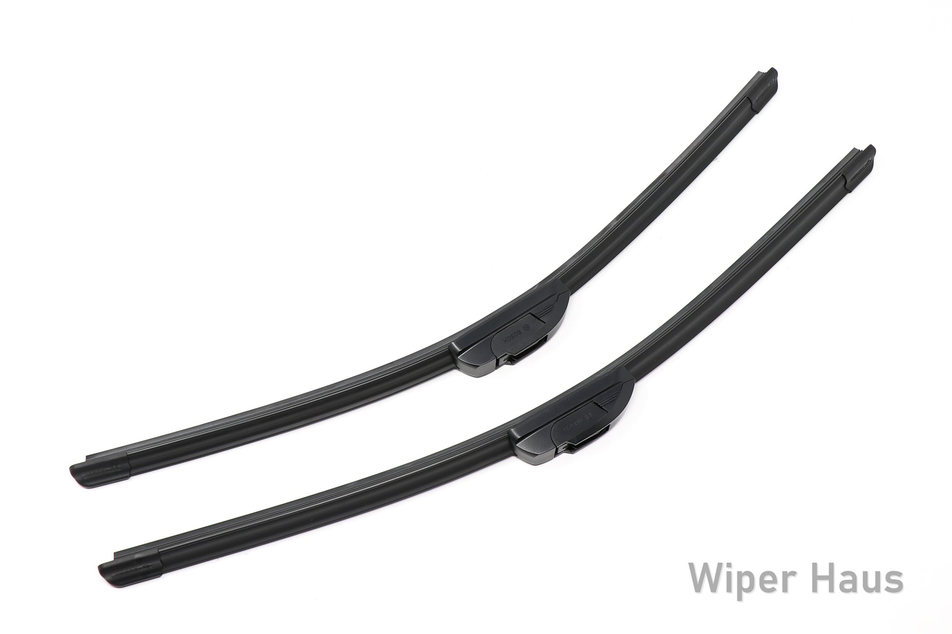 2 bosch icon front wiper blades on white background