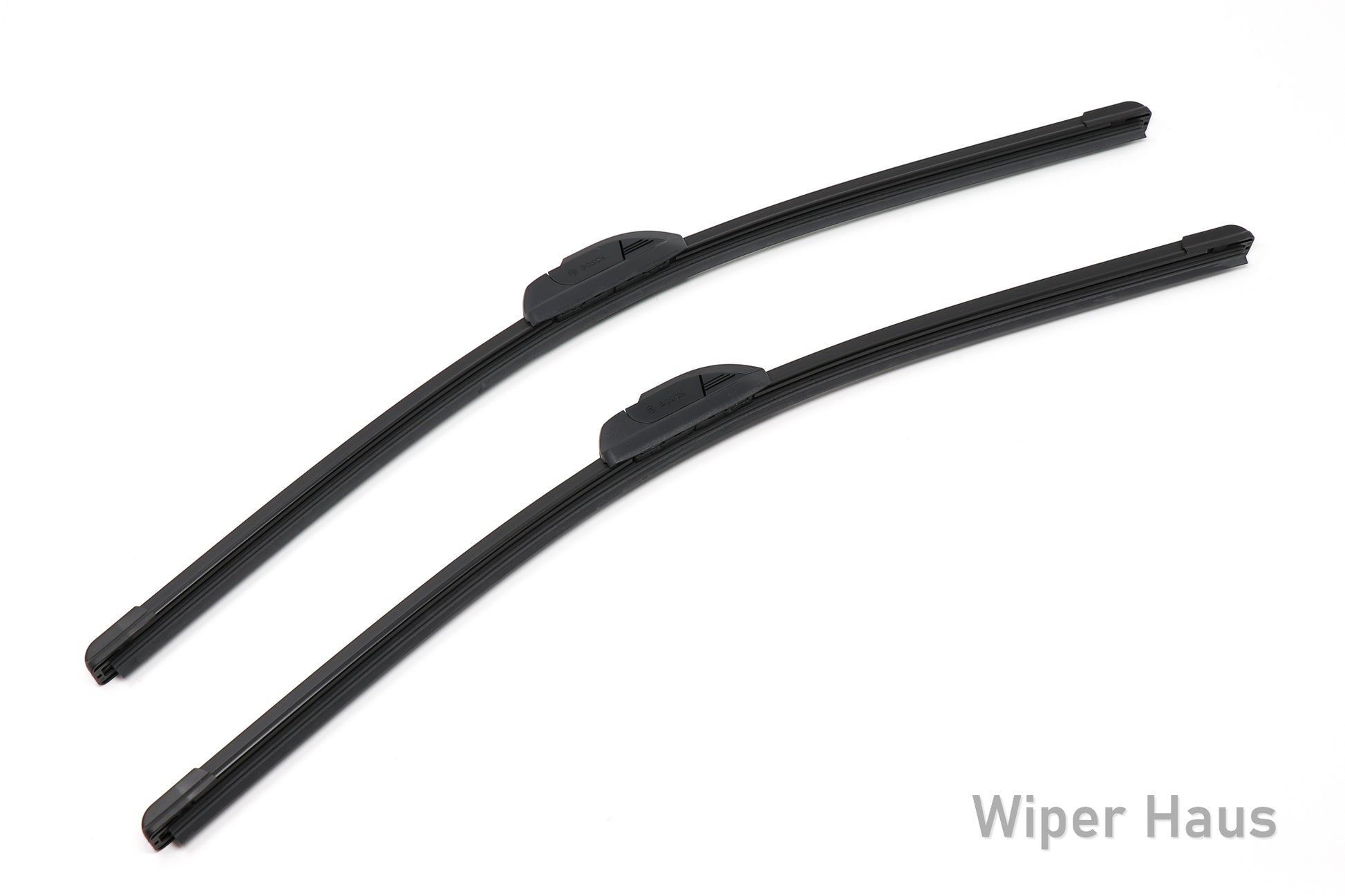 2 bosch icon front wiper blades on white background