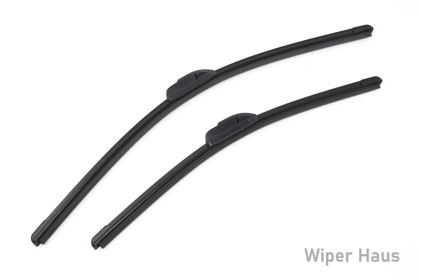 2 bosch icon front wiper blades on white background