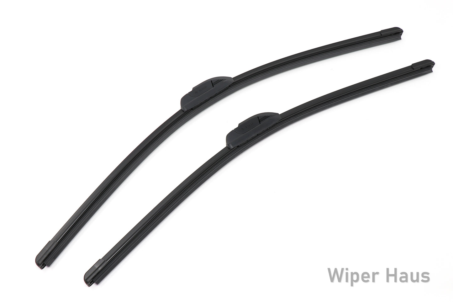 2 bosch icon front wiper blades on white background