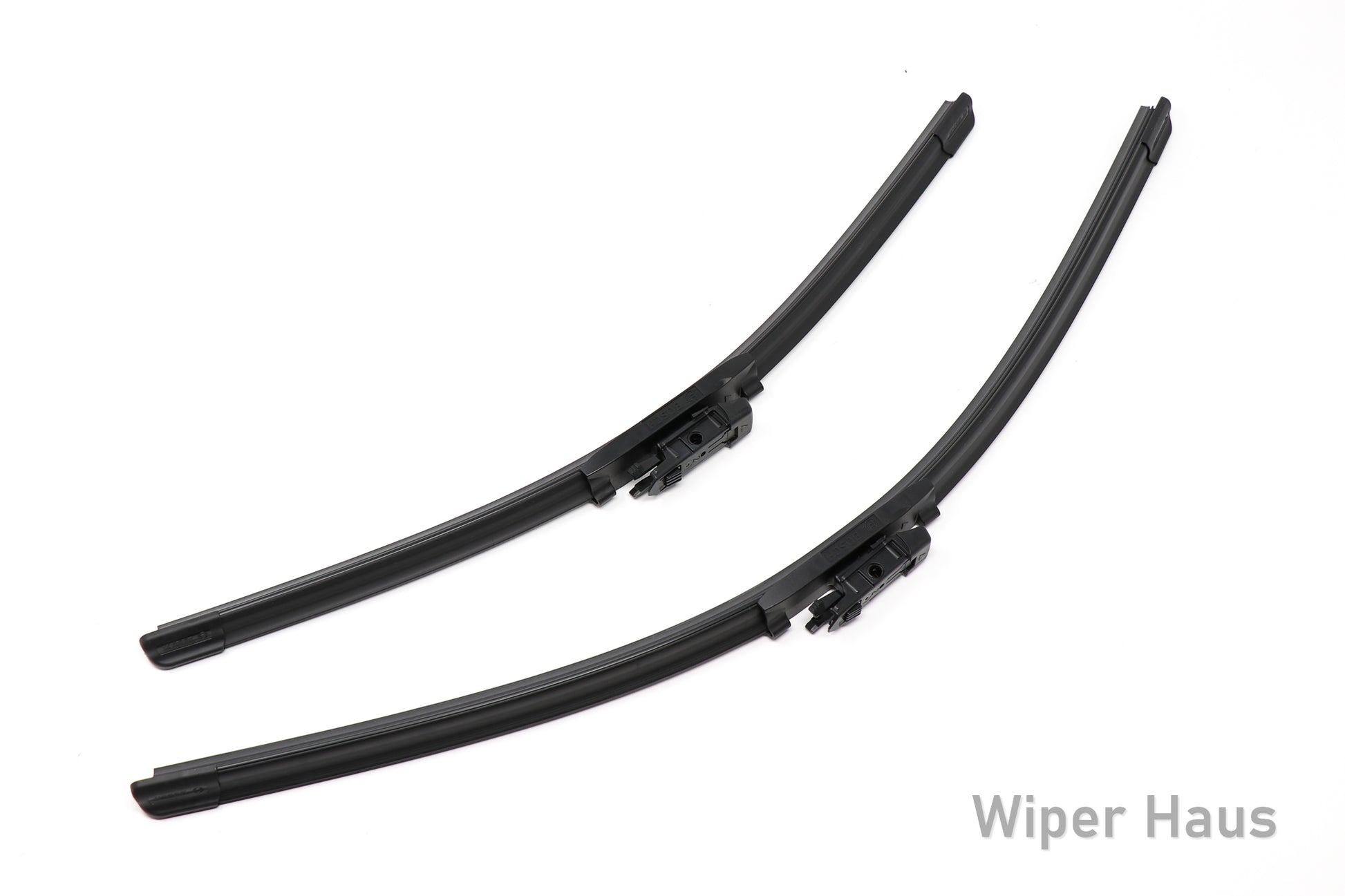 2 bosch icon front wiper blades on white background