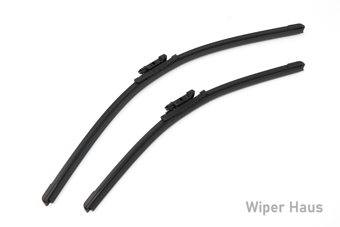 2 bosch icon front wiper blades on white background