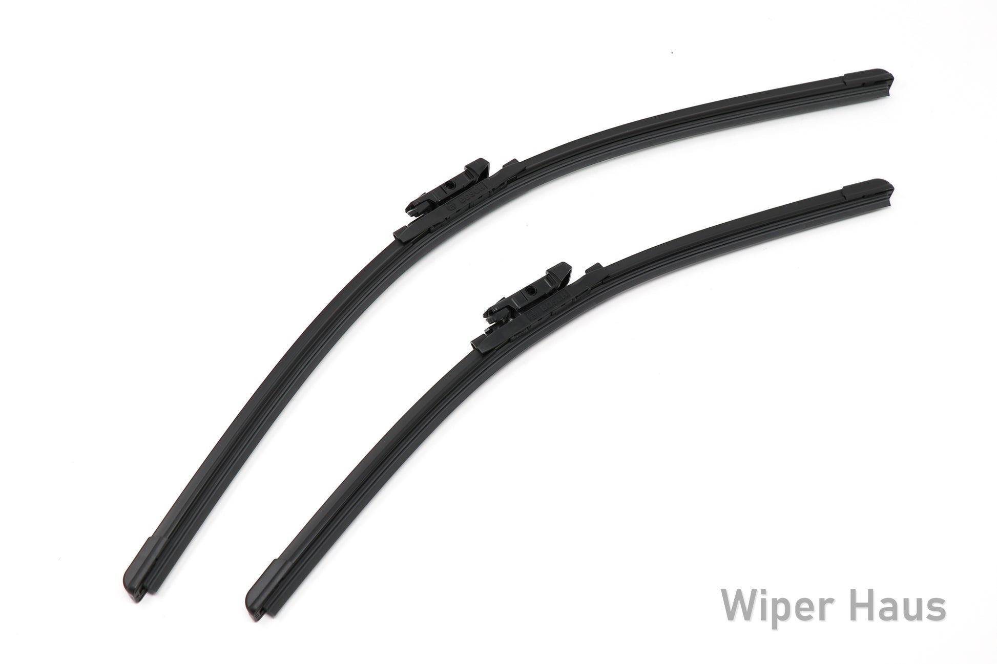 2 bosch icon front wiper blades on white background