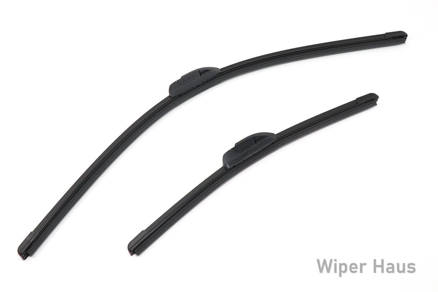2 bosch icon front wiper blades on white background