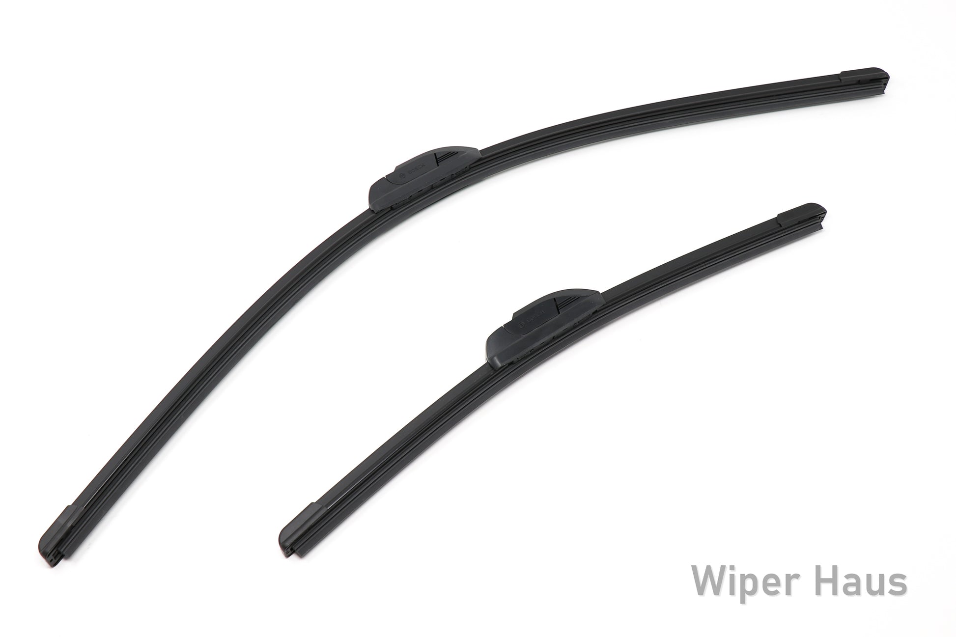 2 bosch icon front wiper blades on white background