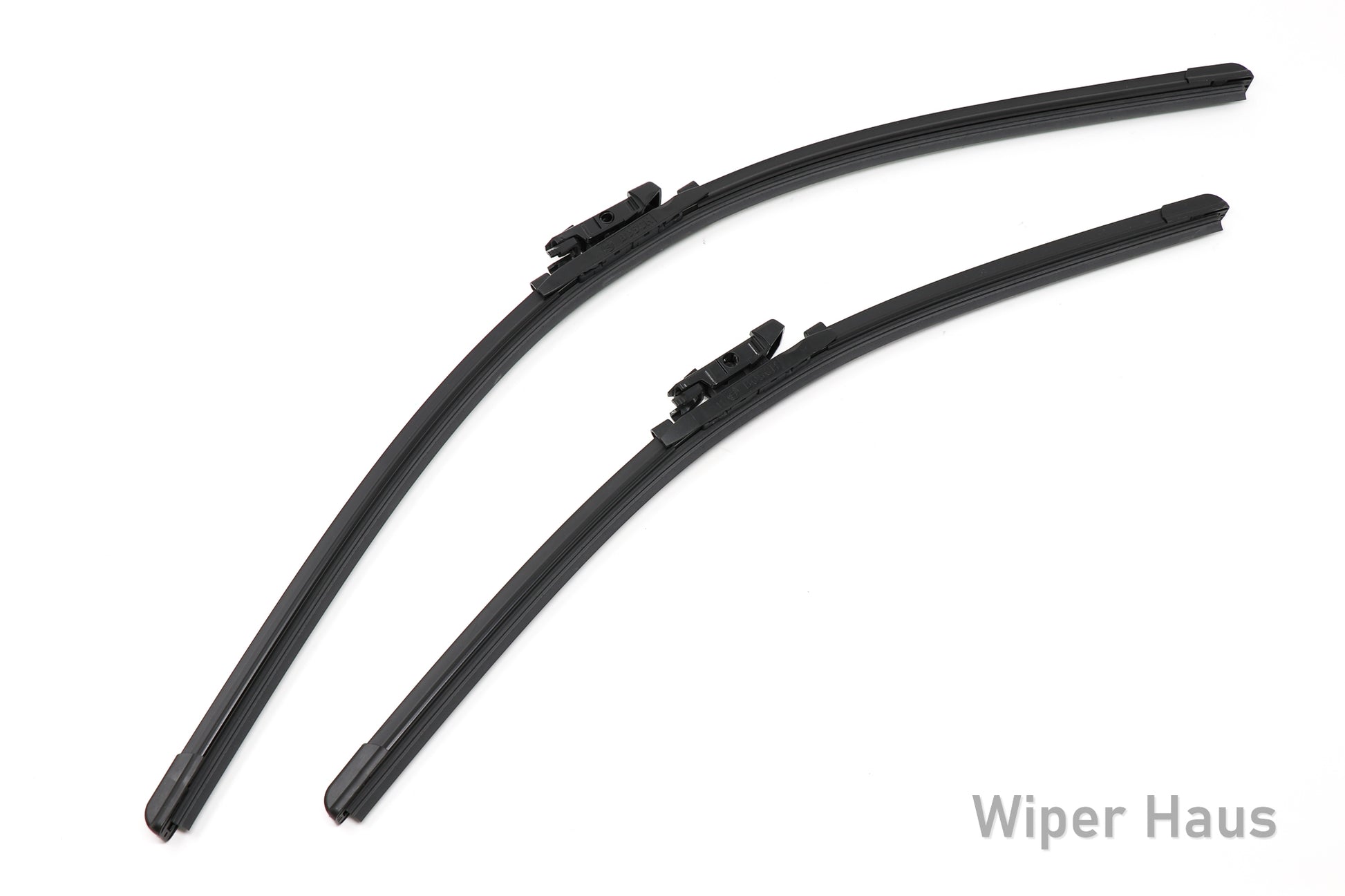 2 bosch icon front wiper blades on white background