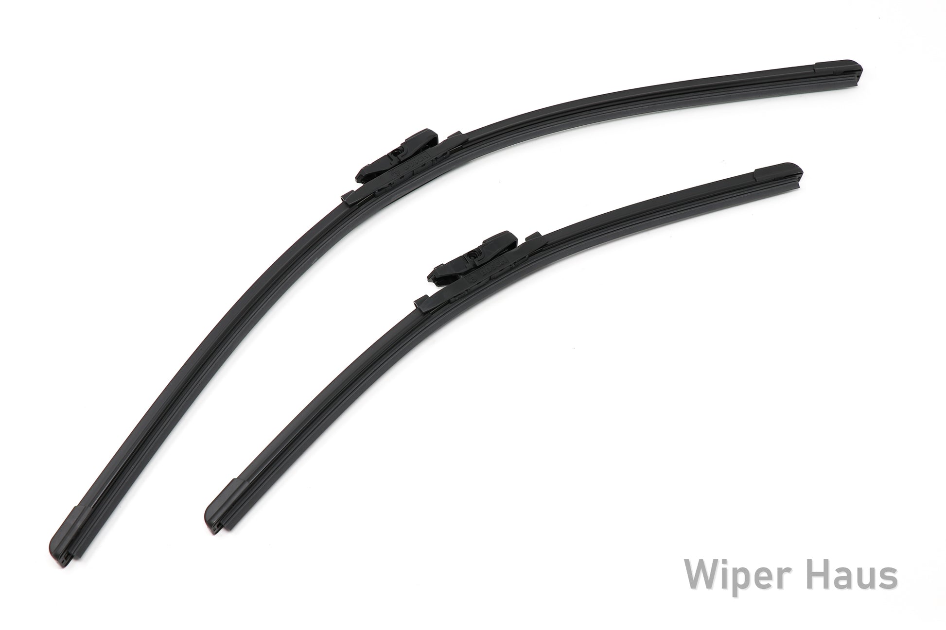 2 bosch icon front wiper blades on white background