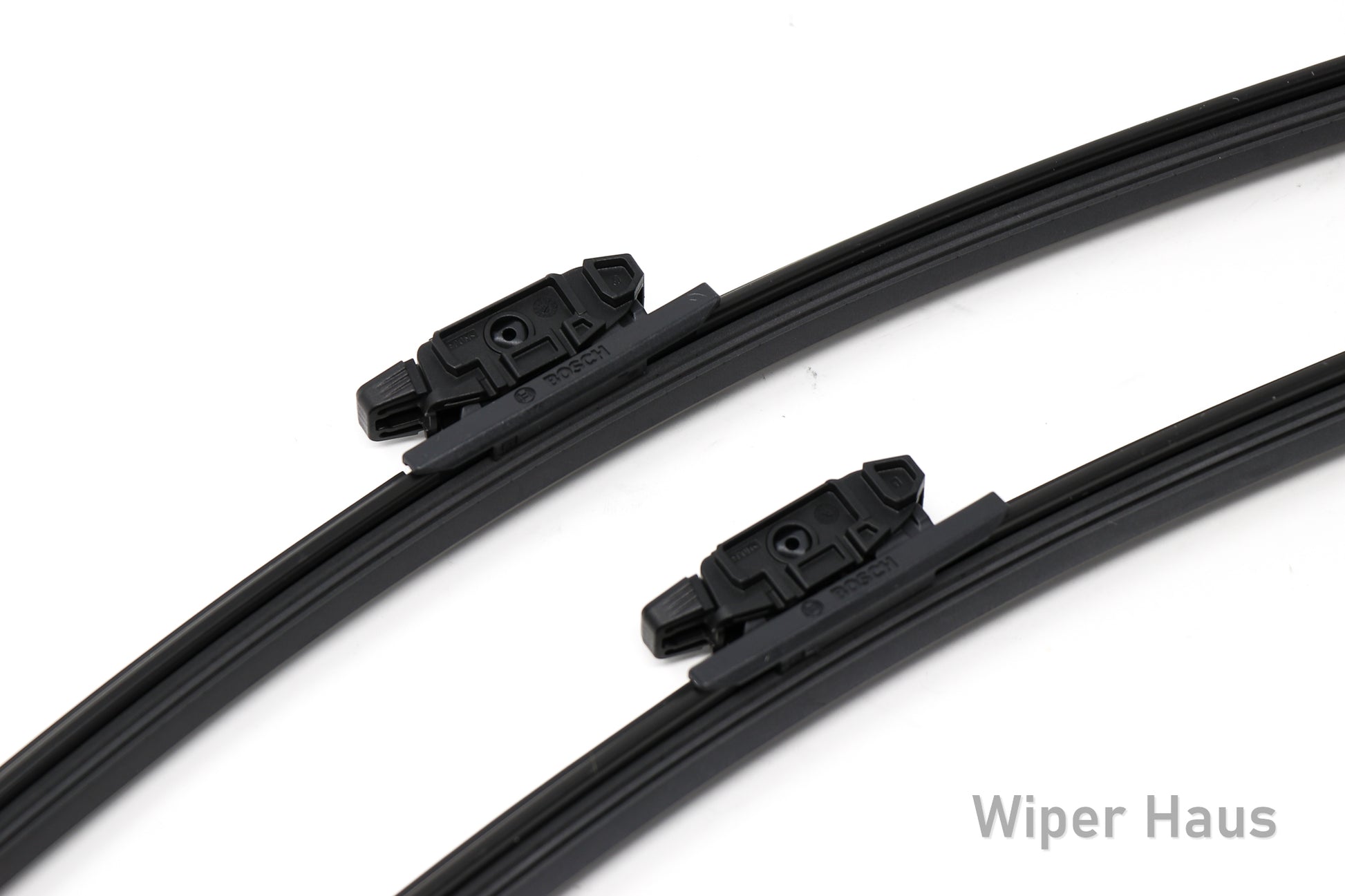 2 bosch aerotwin front wiper blades on white background