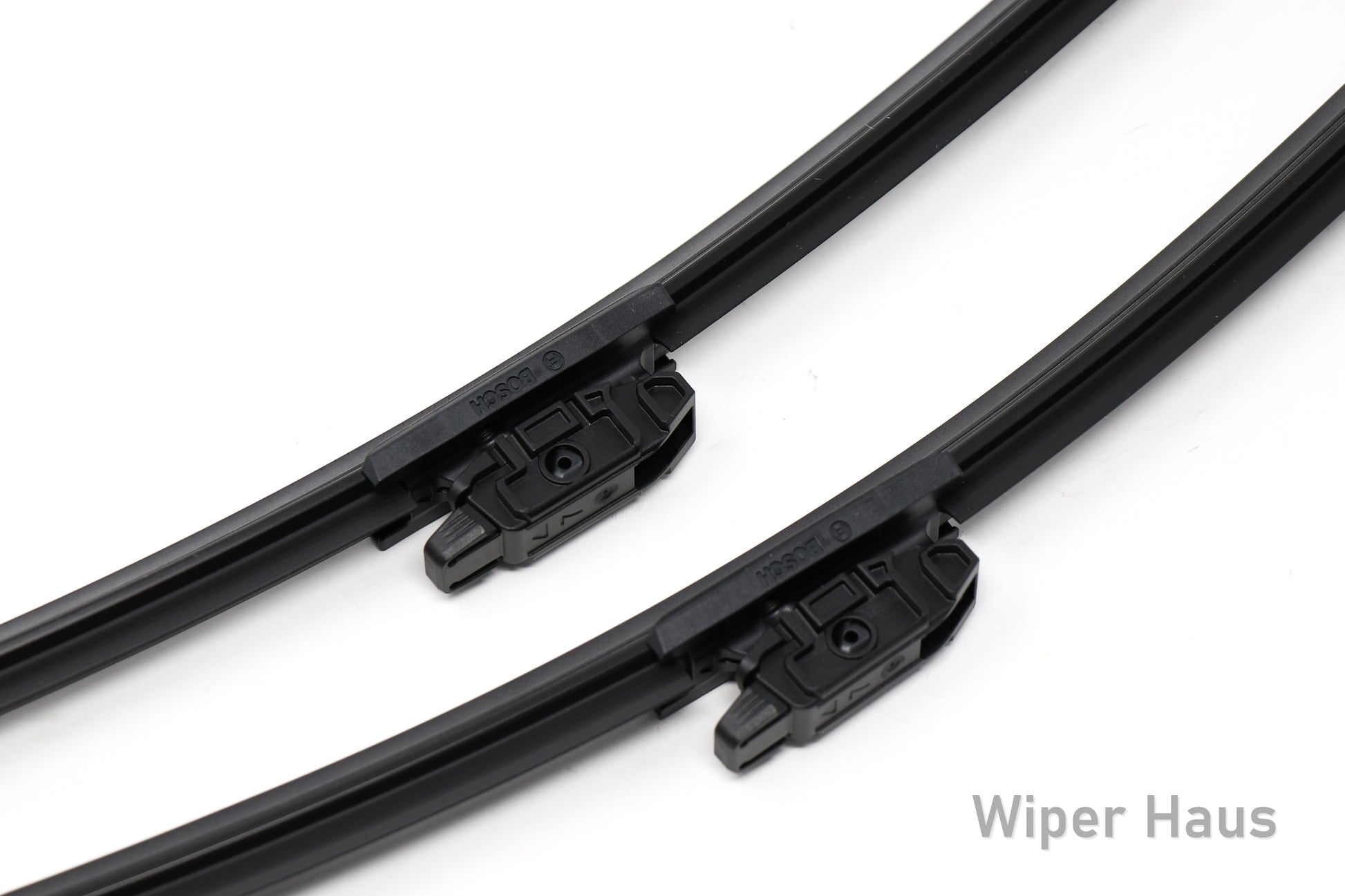 2 bosch aerotwin front wiper blades on white background