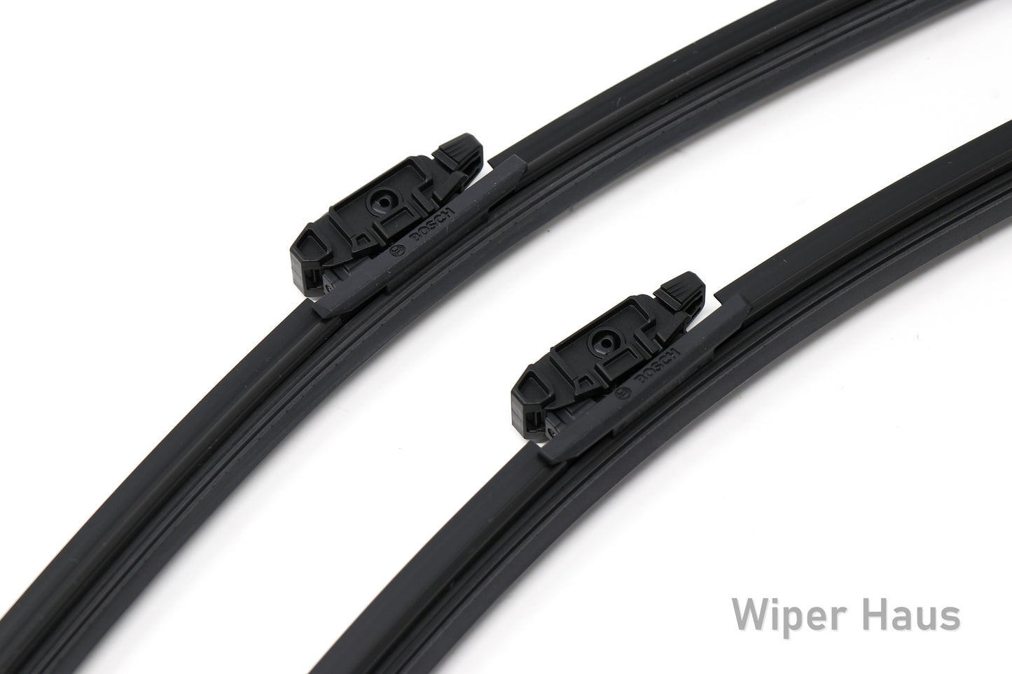 2 bosch aerotwin front wiper blades on white background