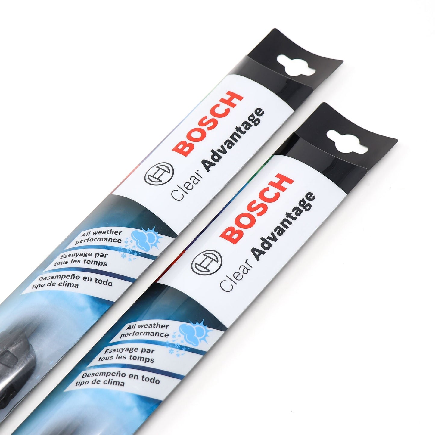 2 Bosch Clear Advantage wiper blades in packaging