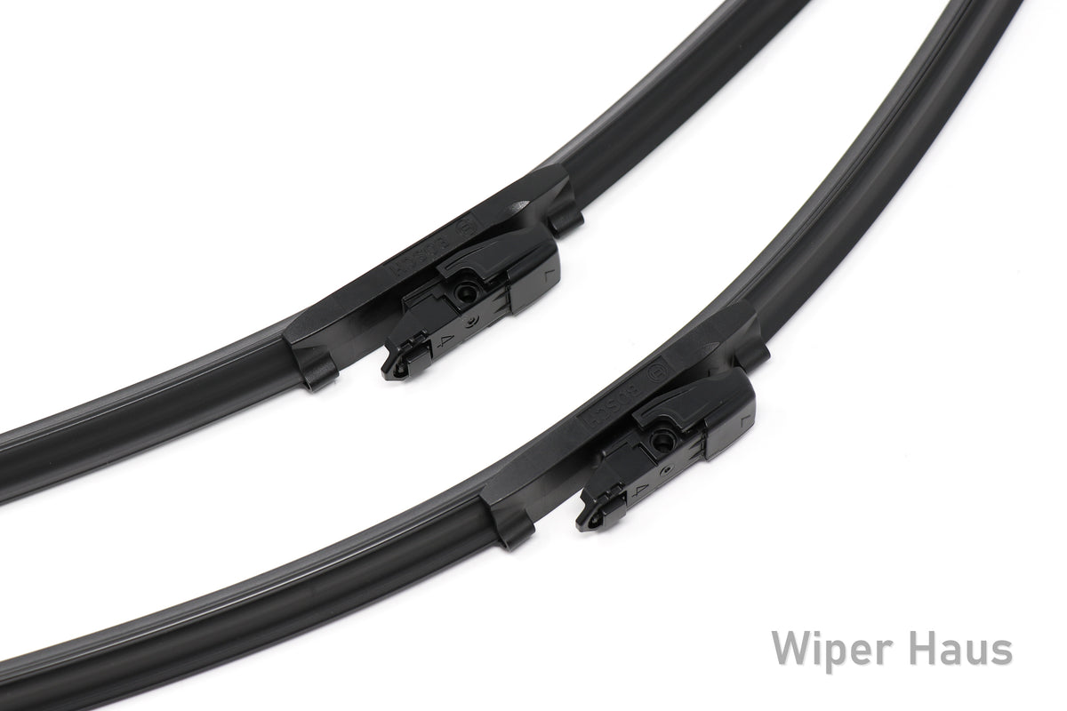 2 bosch icon front wiper blades on white background