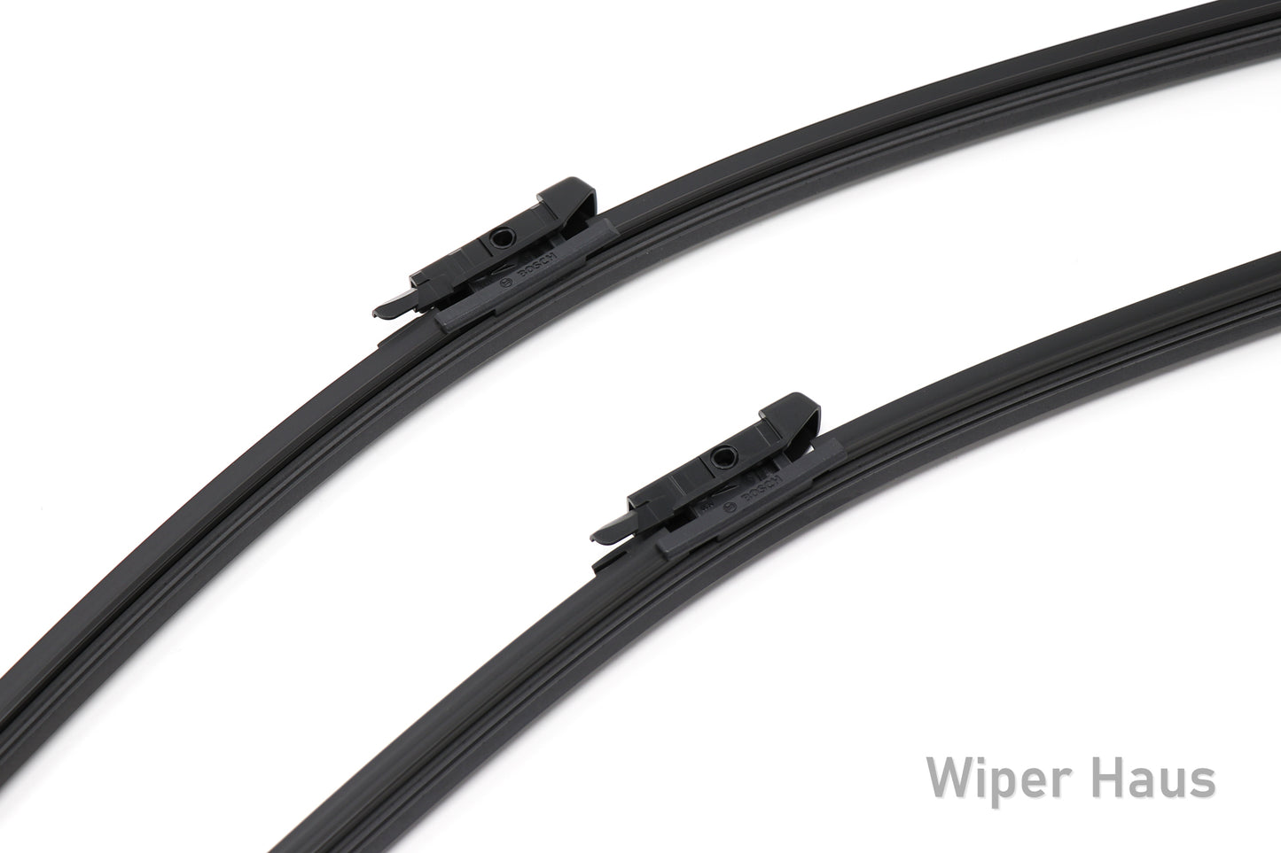 2 bosch aerotwin front wiper blades on white background