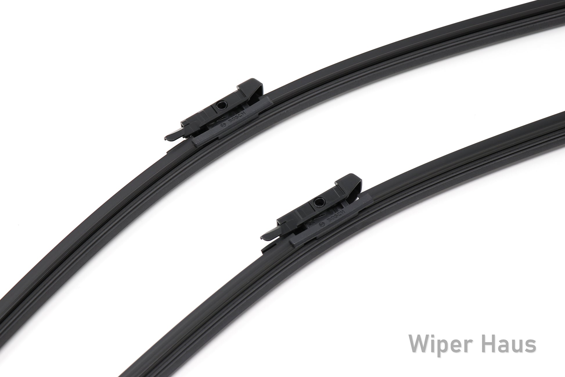 2 bosch aerotwin front wiper blades on white background