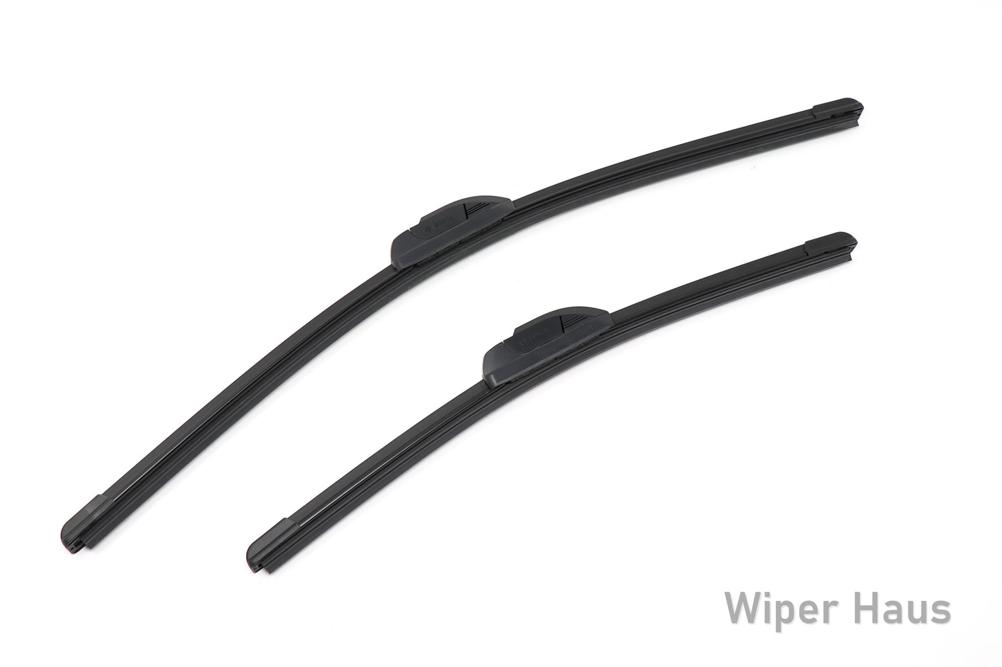 2 bosch icon front wiper blades on white background