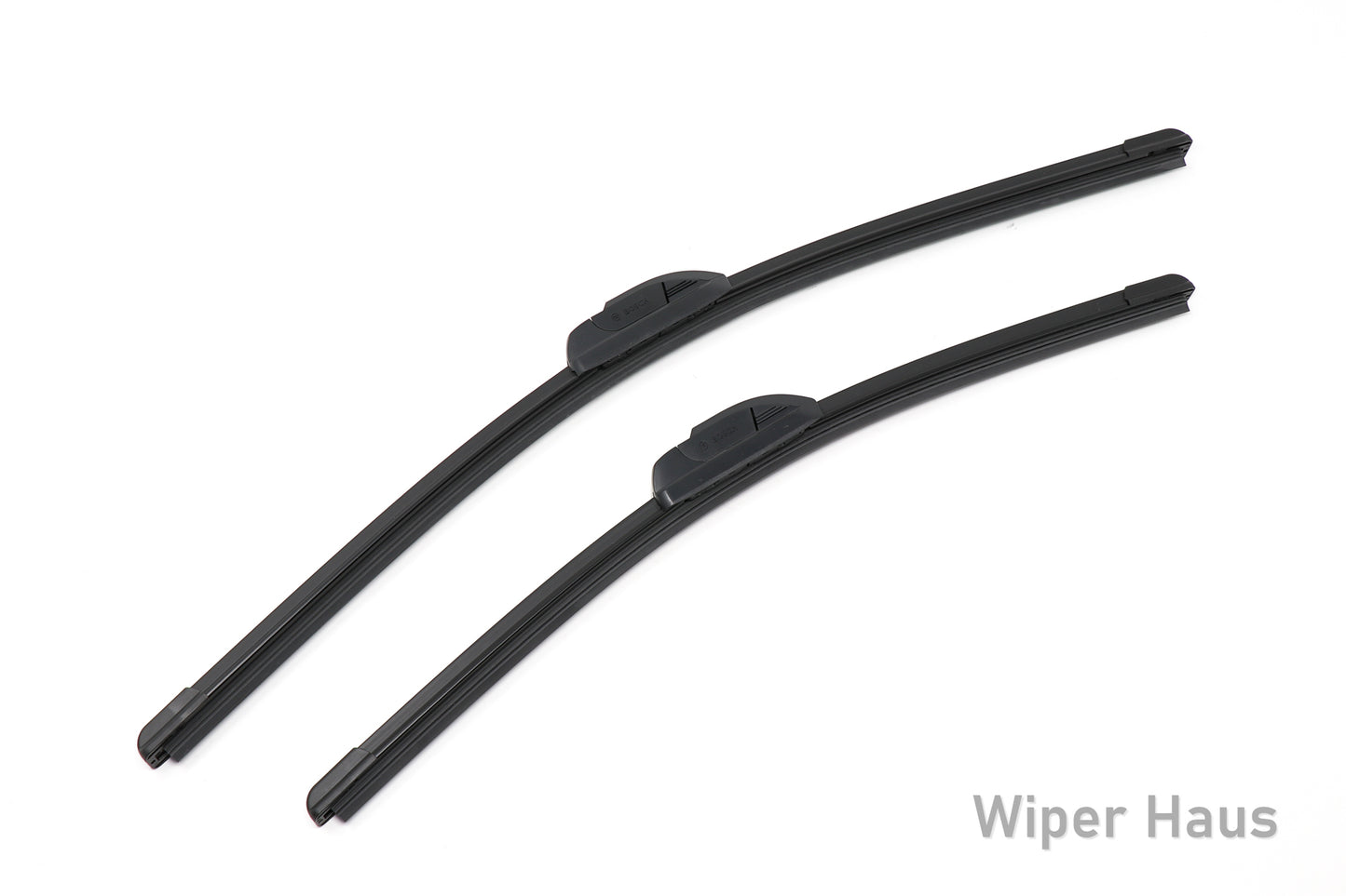 2 bosch icon front wiper blades on white background