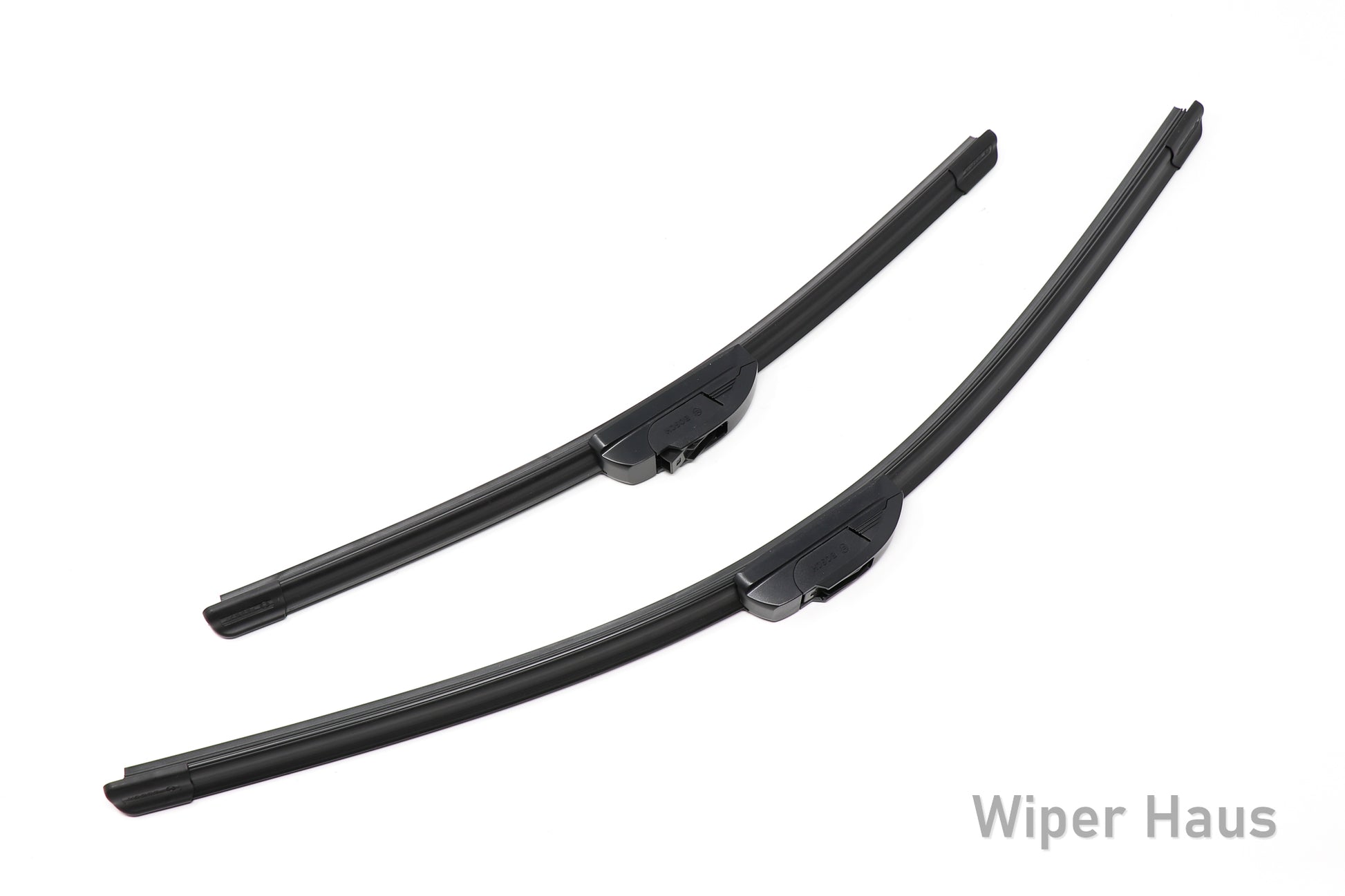 2 bosch icon front wiper blades on white background