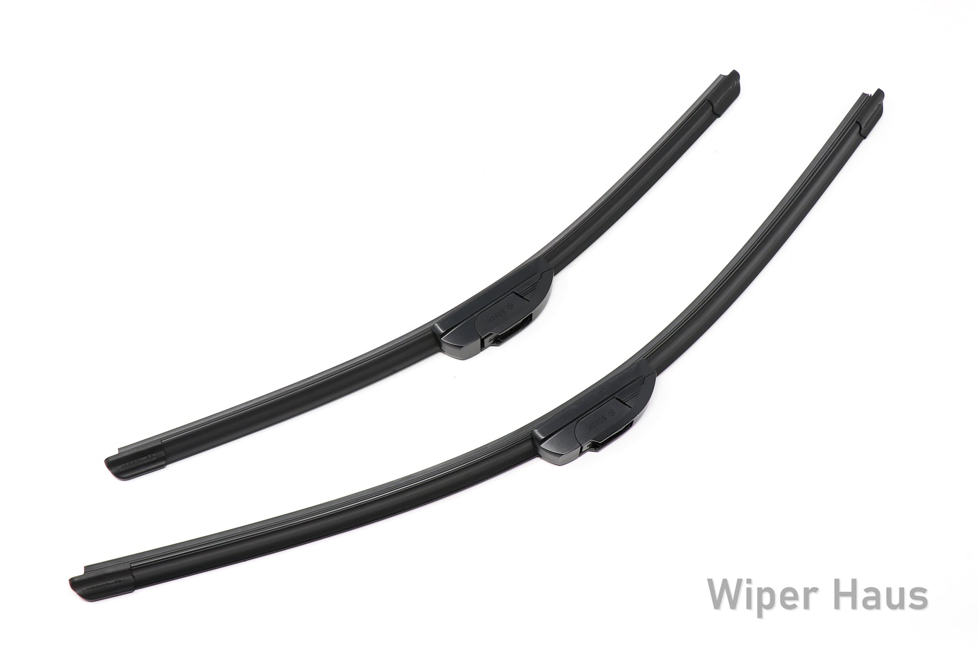 2 bosch icon front wiper blades on white background