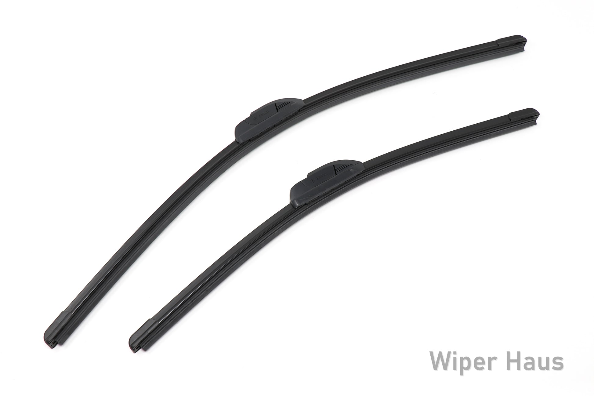 2 bosch icon front wiper blades on white background