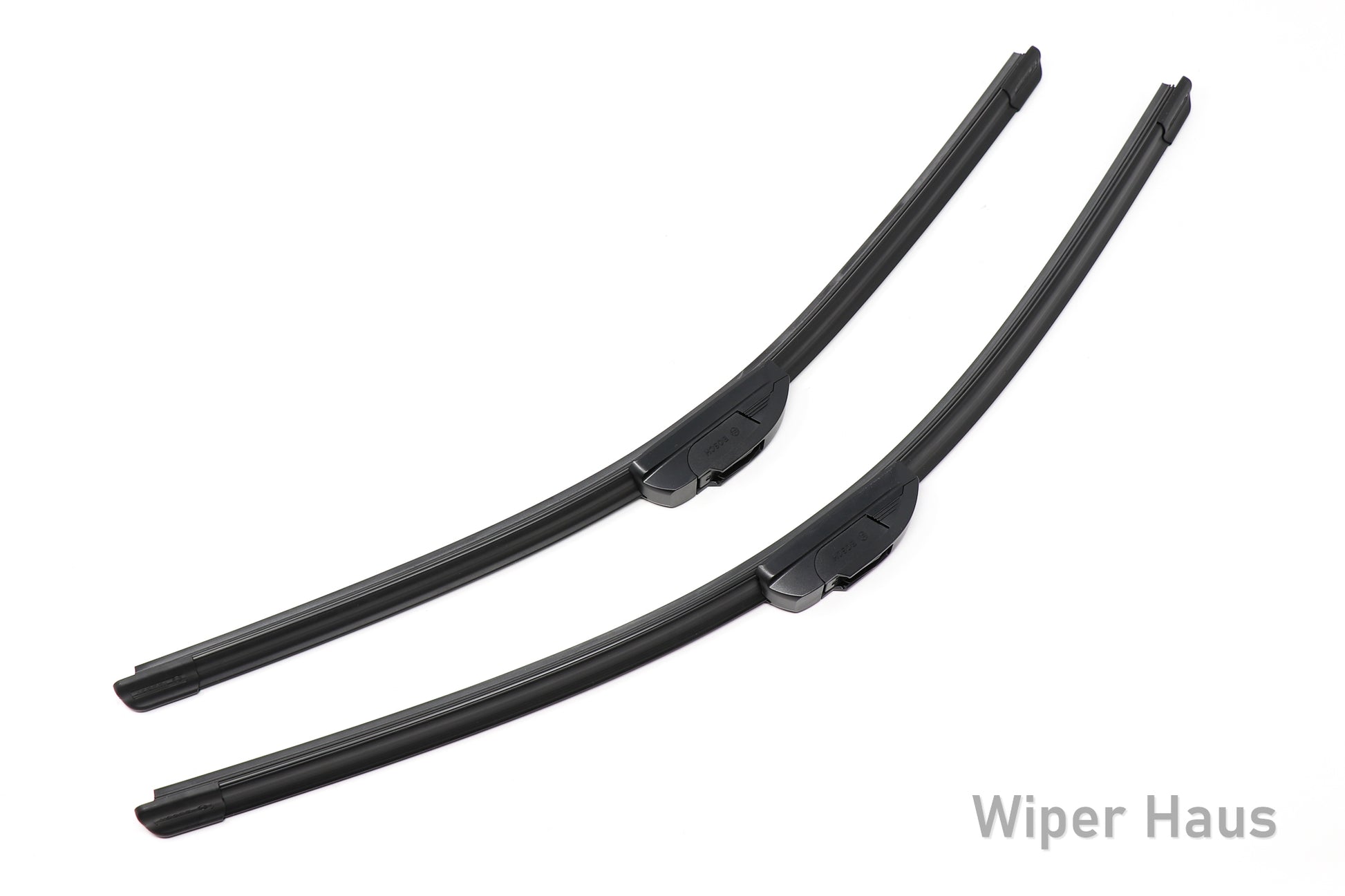 2 bosch icon front wiper blades on white background