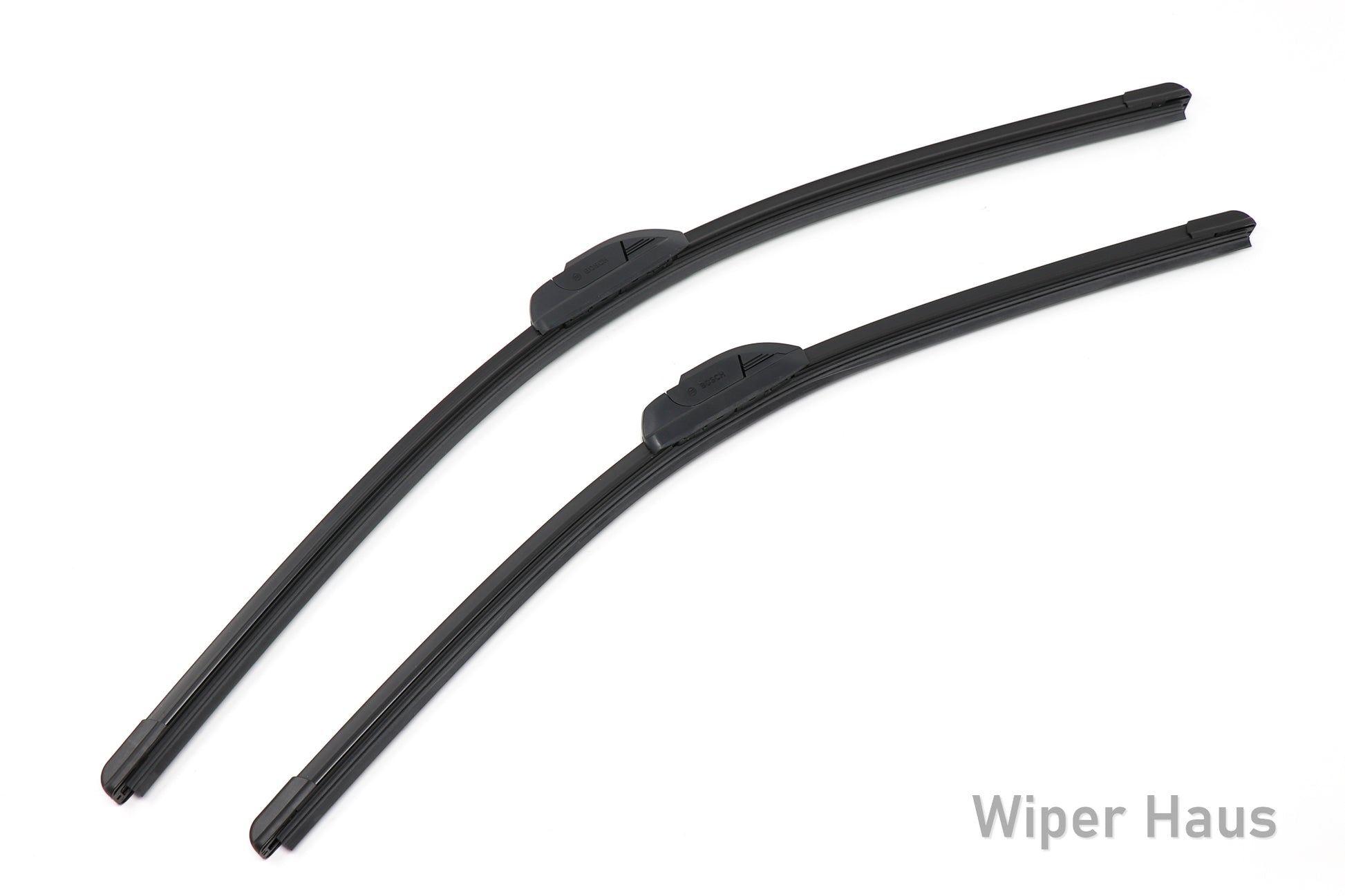 2 bosch icon front wiper blades on white background