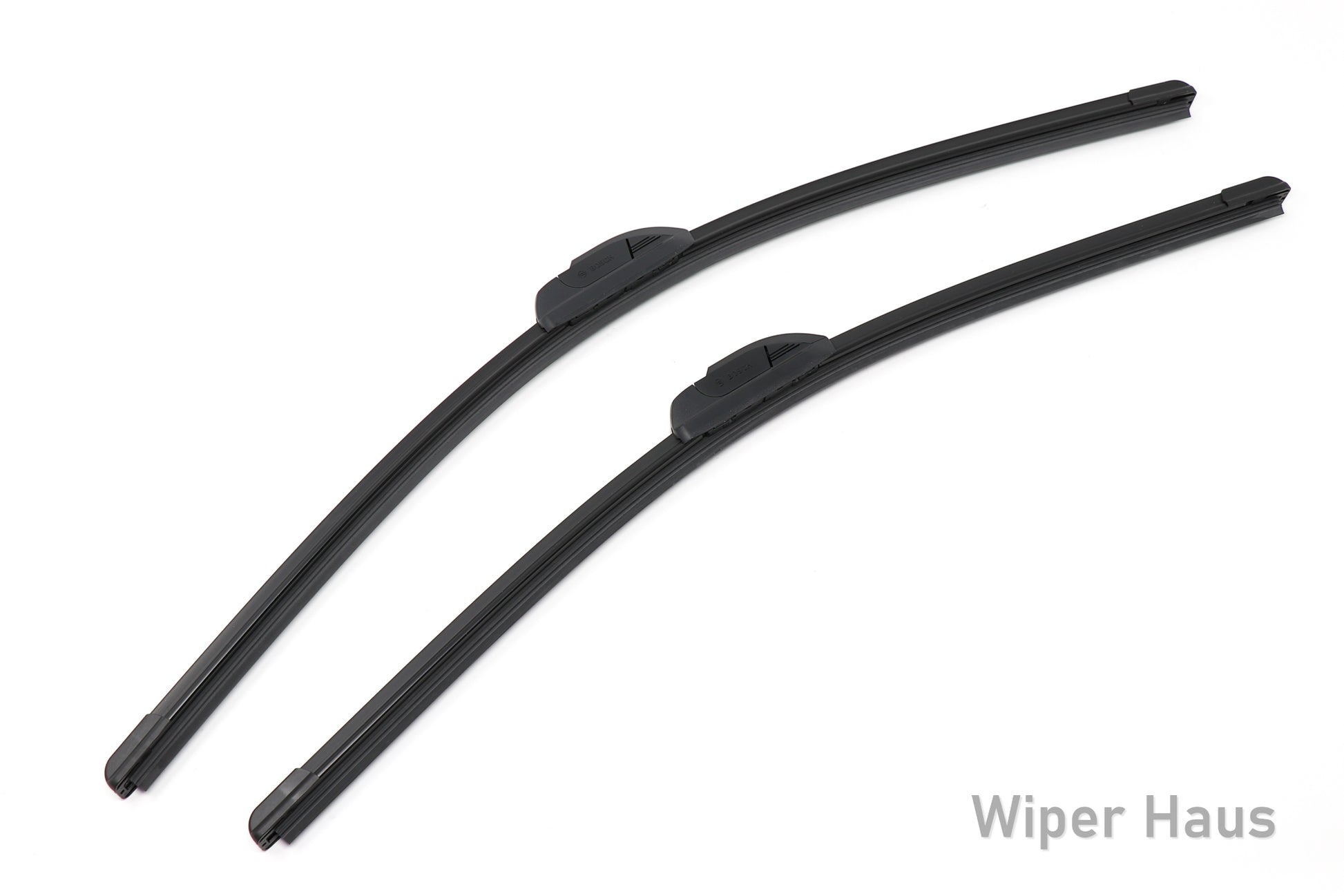 2 bosch icon front wiper blades on white background