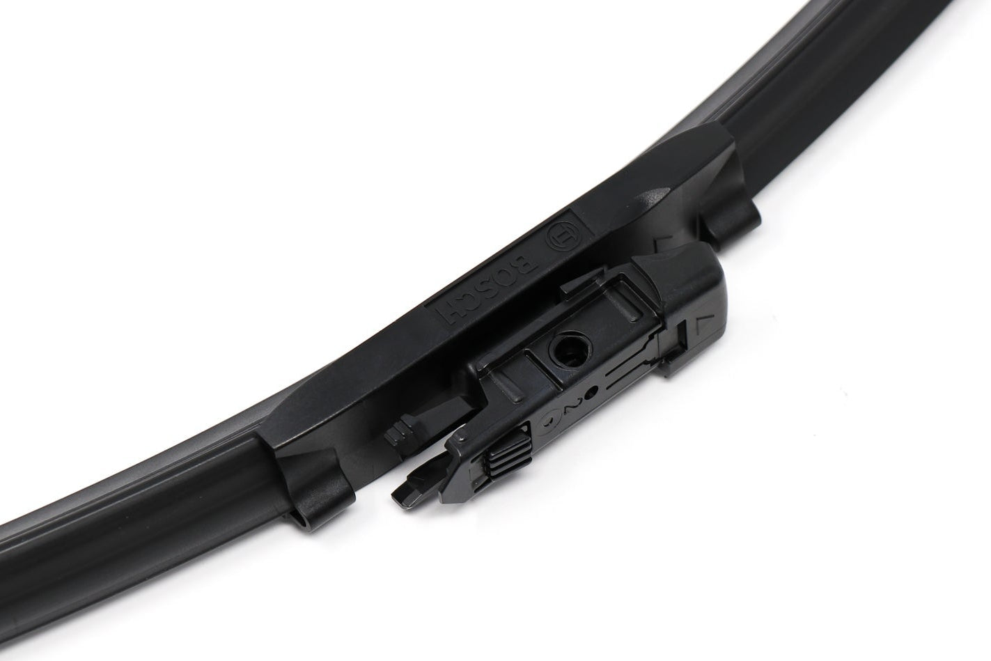 Bosch ICON wiper blade with adapter 2 installed on white background