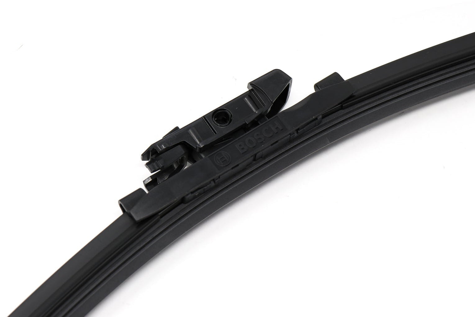 Bosch Icon wiper blade with adapter 2 installed on white background
